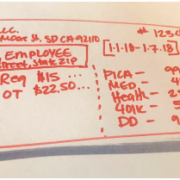 a close up of a receipt on a piece of paper